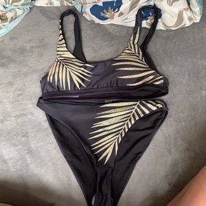 black with gold leaf